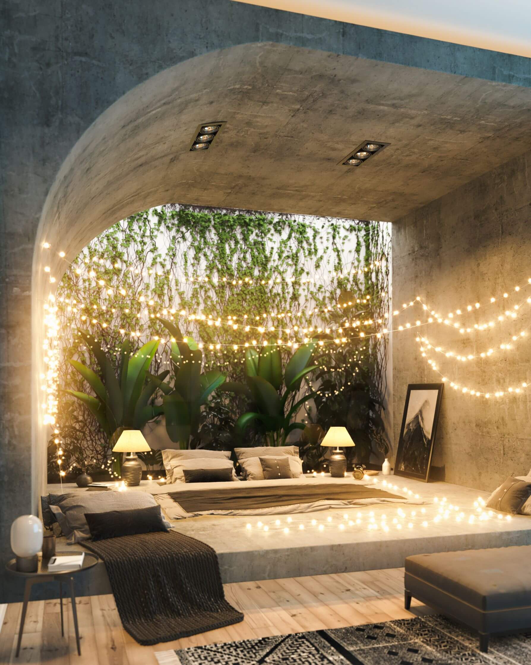living space with green walls
